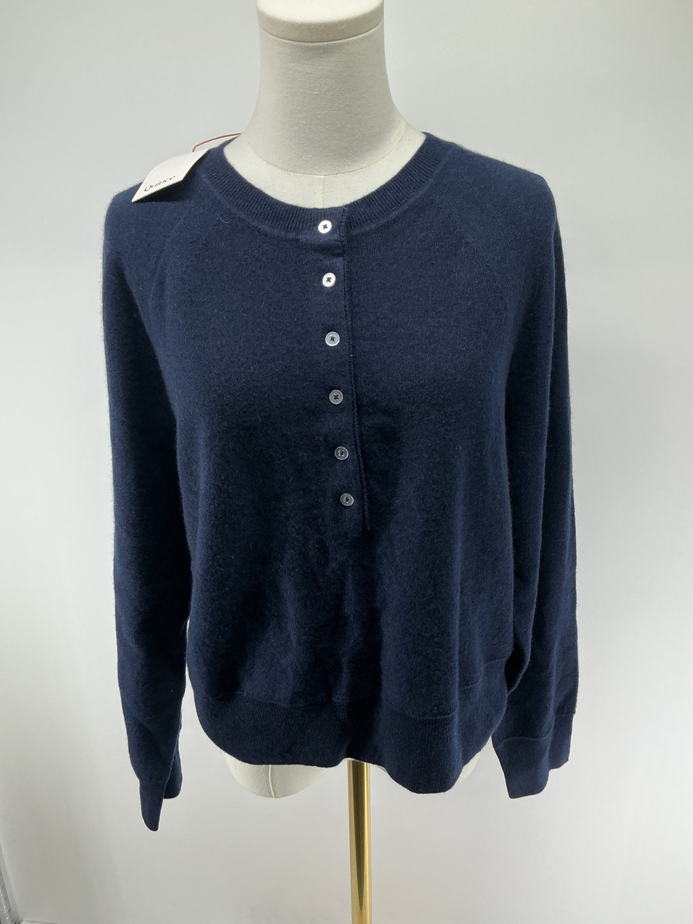 Mongolian Cashmere Dolman Sleeve Henley Sweater